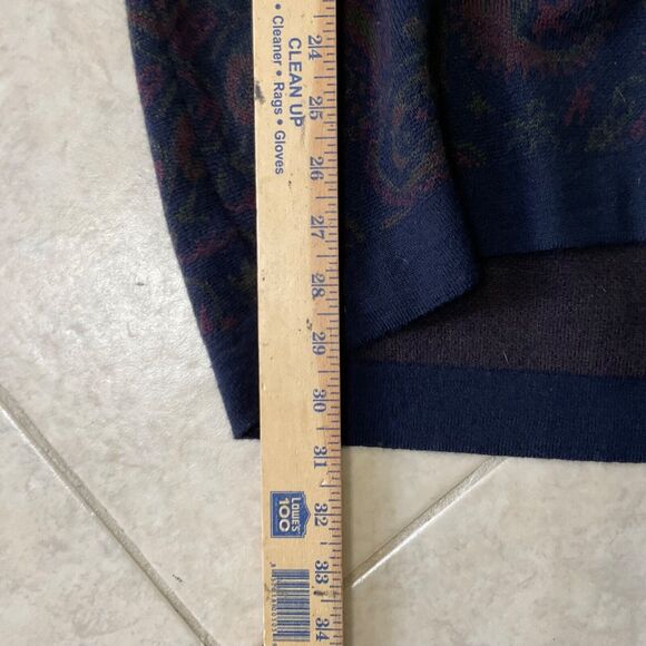 Vtg. Evan Picone wool blend Paisley Button up Cardigan Sweater Women’s  M Navy - Picture 6 of 9